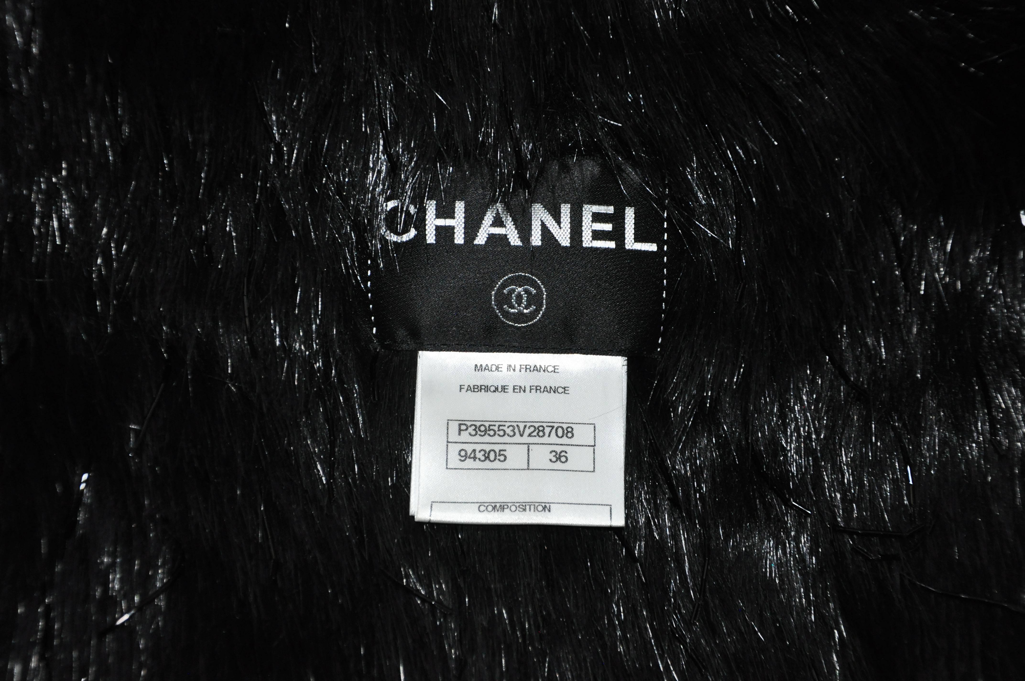 Chanel 2010 Collection Black Fantasy Fur Vest FR36 1