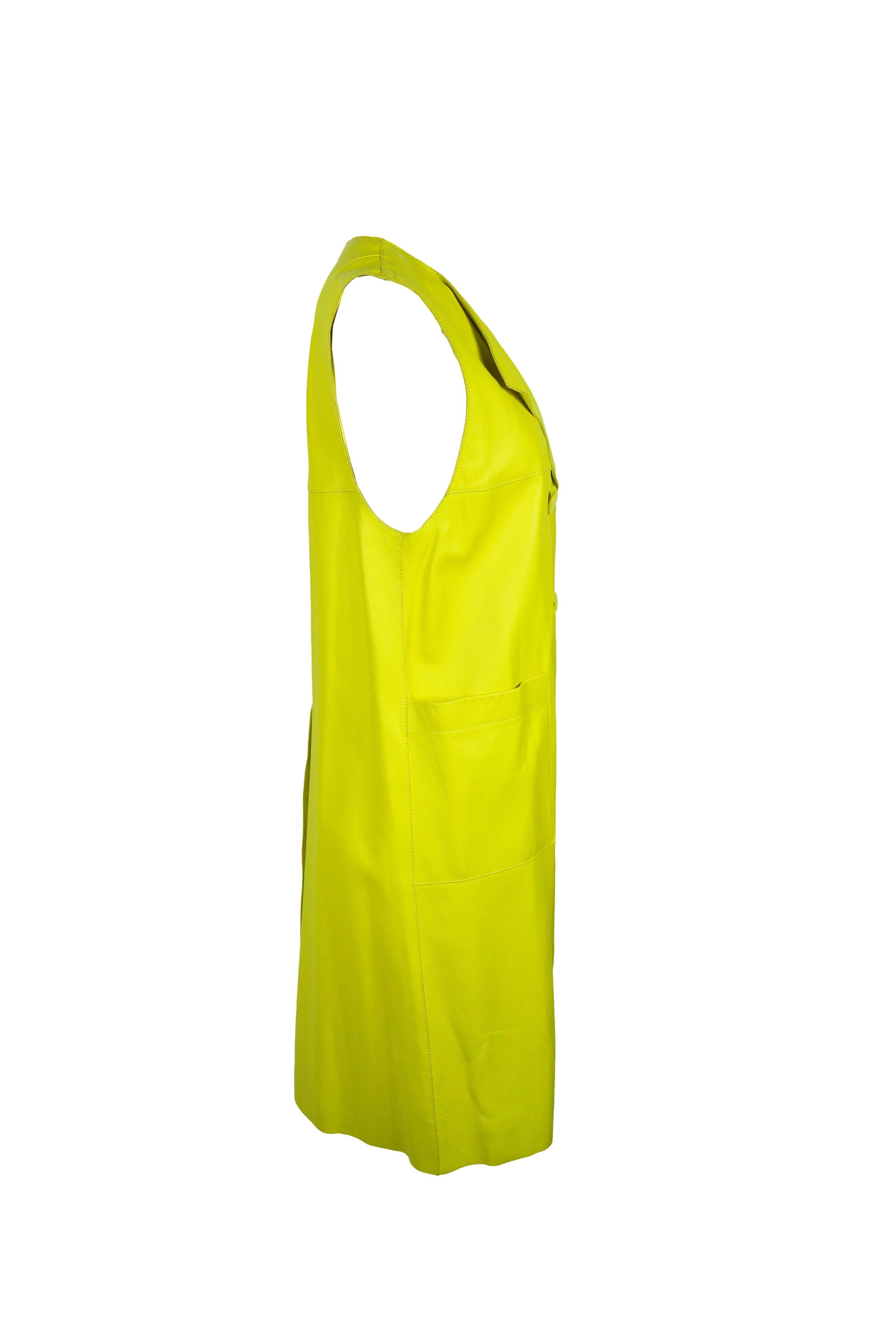 Women's Marni 2014 Collection Lemon Yellow Leather Long Vest New