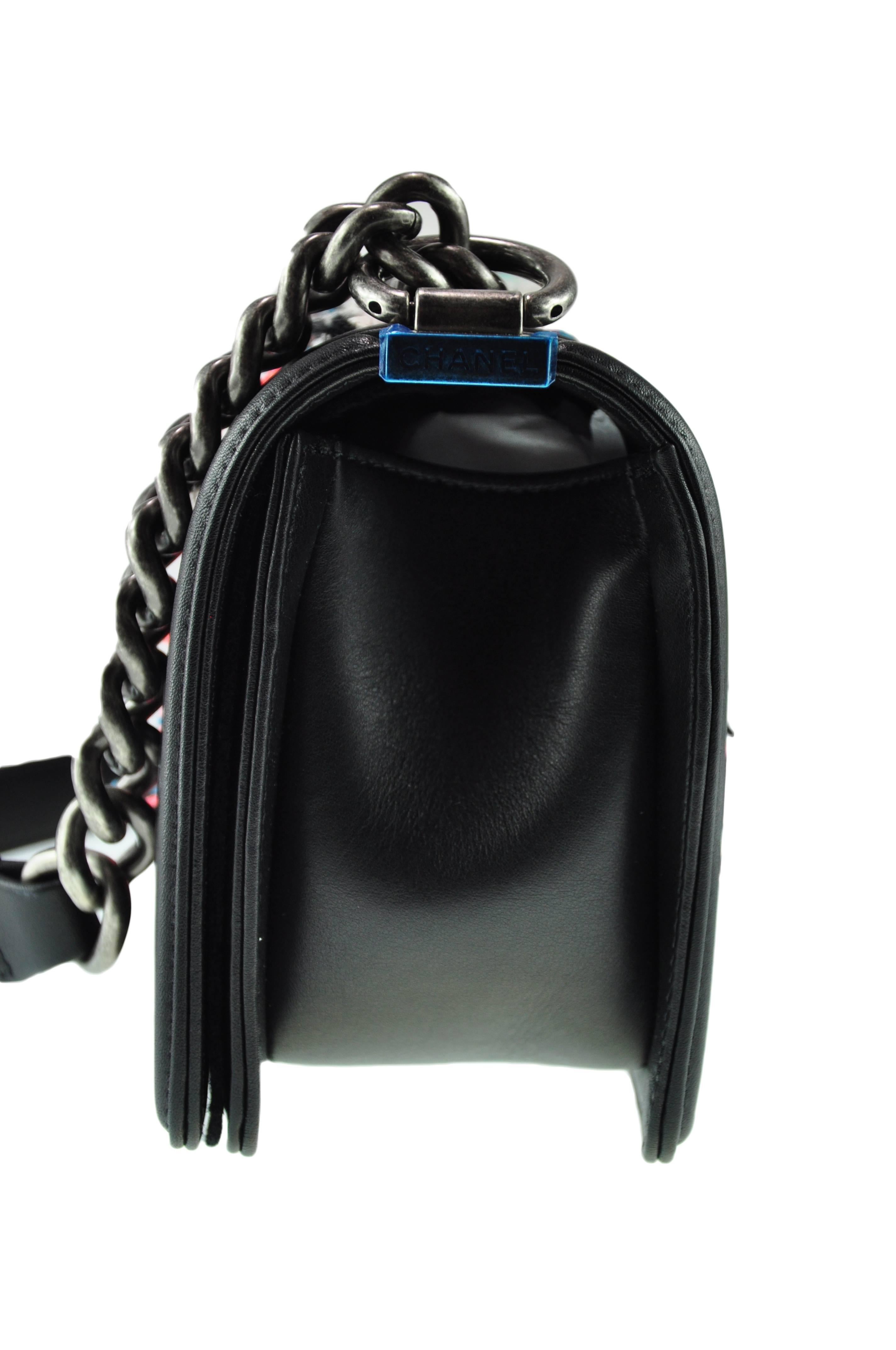 Women's Chanel Multi-color Tweed & Black Calfskin Small Boy Bag New