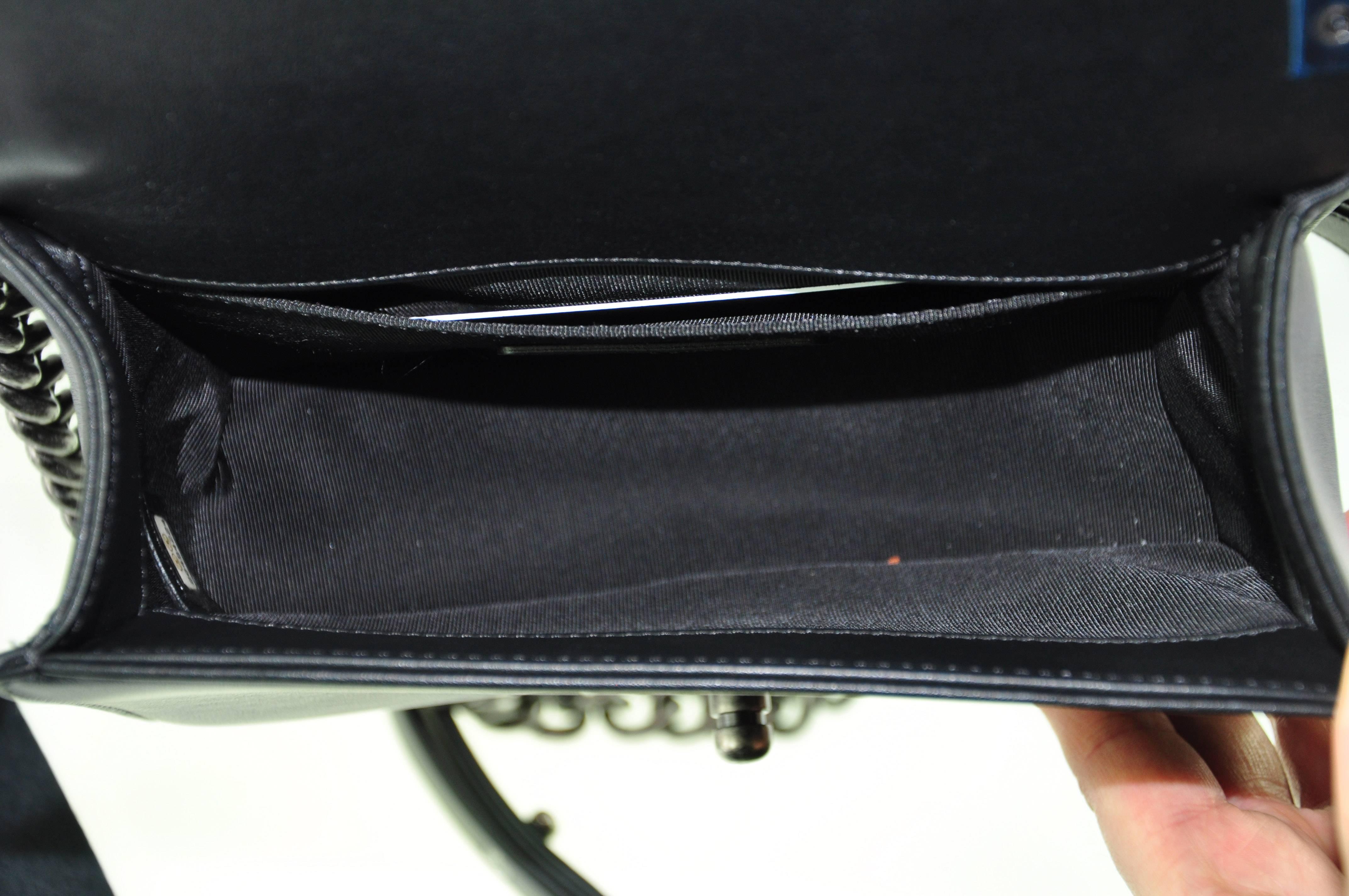 Chanel Multi-color Tweed & Black Calfskin Small Boy Bag New 3