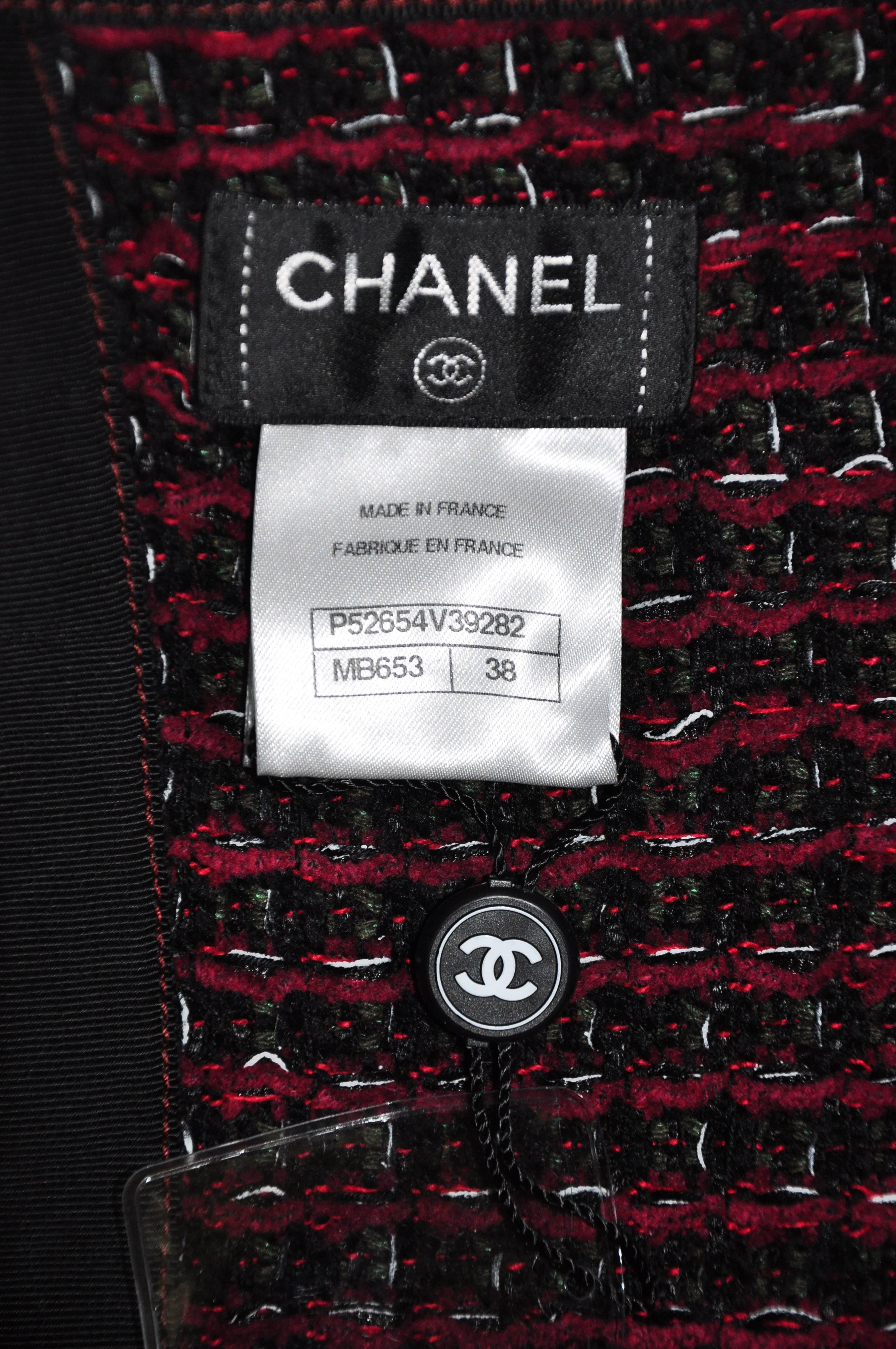 Women's Chanel 2015 Brasserie Multi-color Fantasy Tweed Jacket with Apron FR38 New For Sale