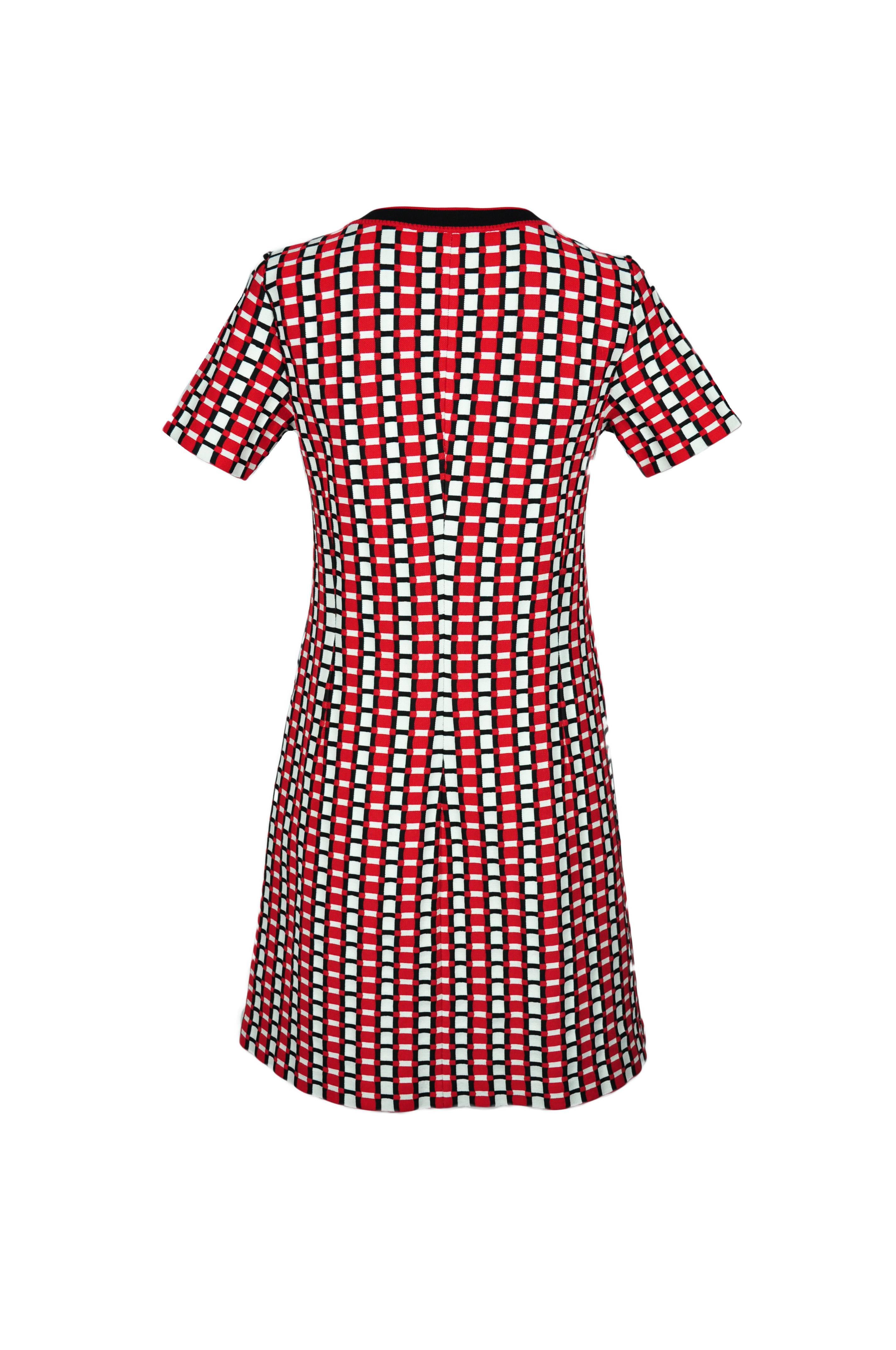 Red Prada 2015 S/S Multi-color Slip-on Checked Knit Dress For Sale