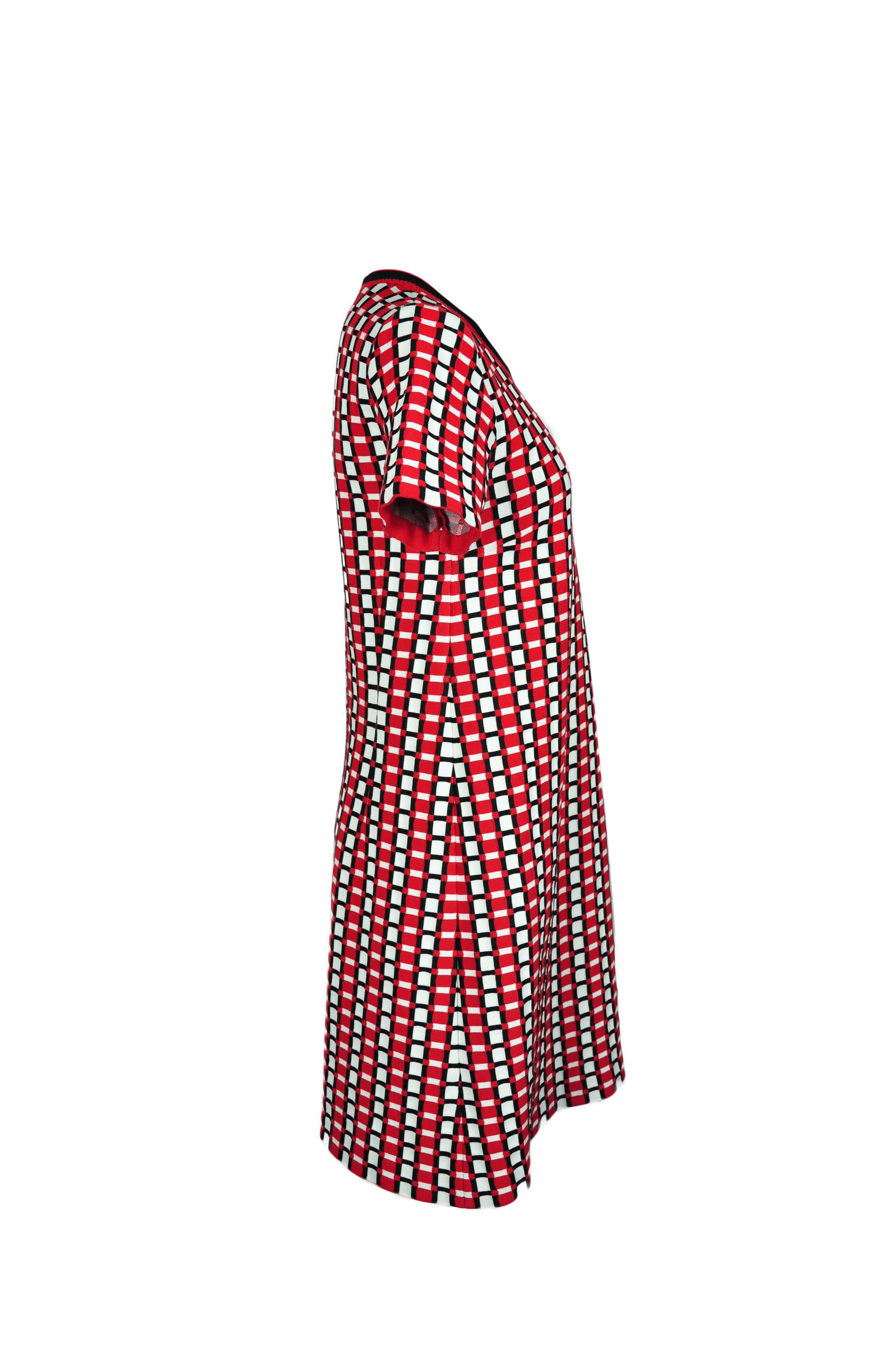 Prada 2015 S/S Multi-color Slip-on Checked Knit Dress In Excellent Condition For Sale In Hong Kong, Hong Kong