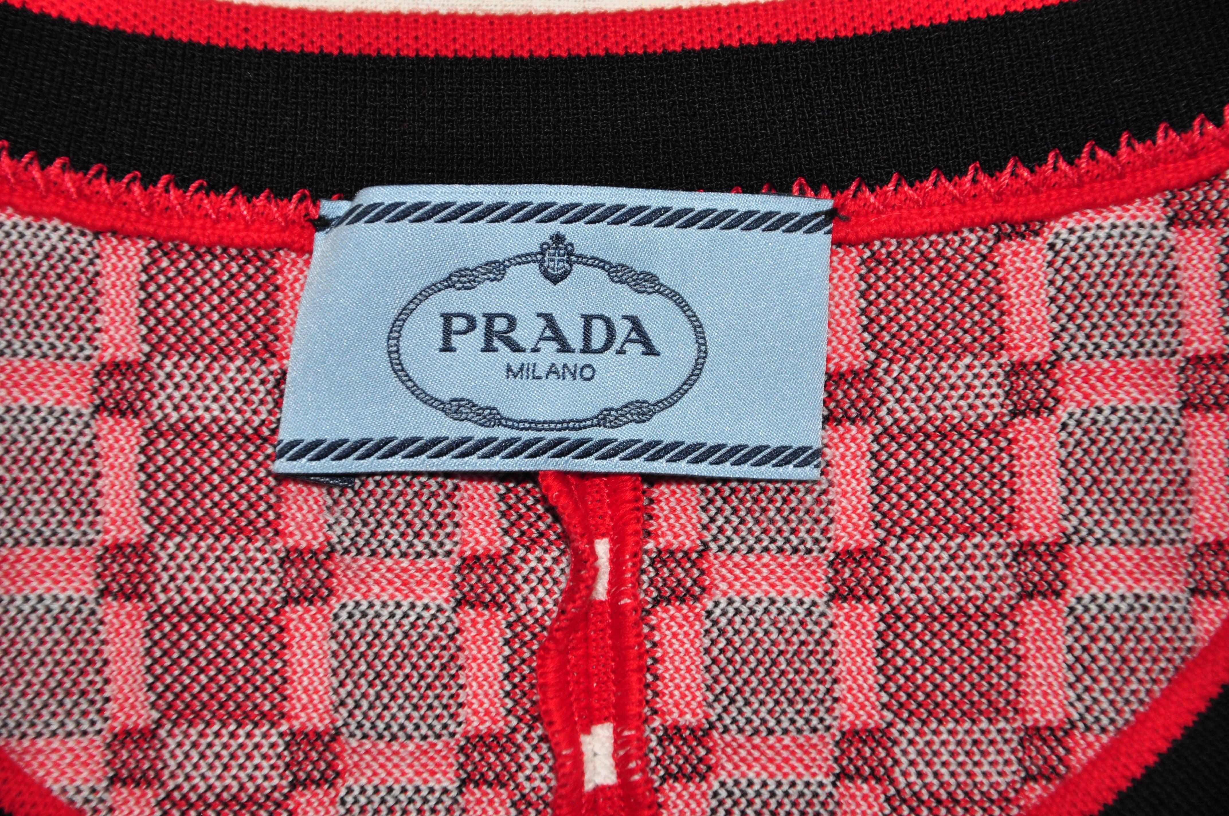 Women's Prada 2015 S/S Multi-color Slip-on Checked Knit Dress For Sale