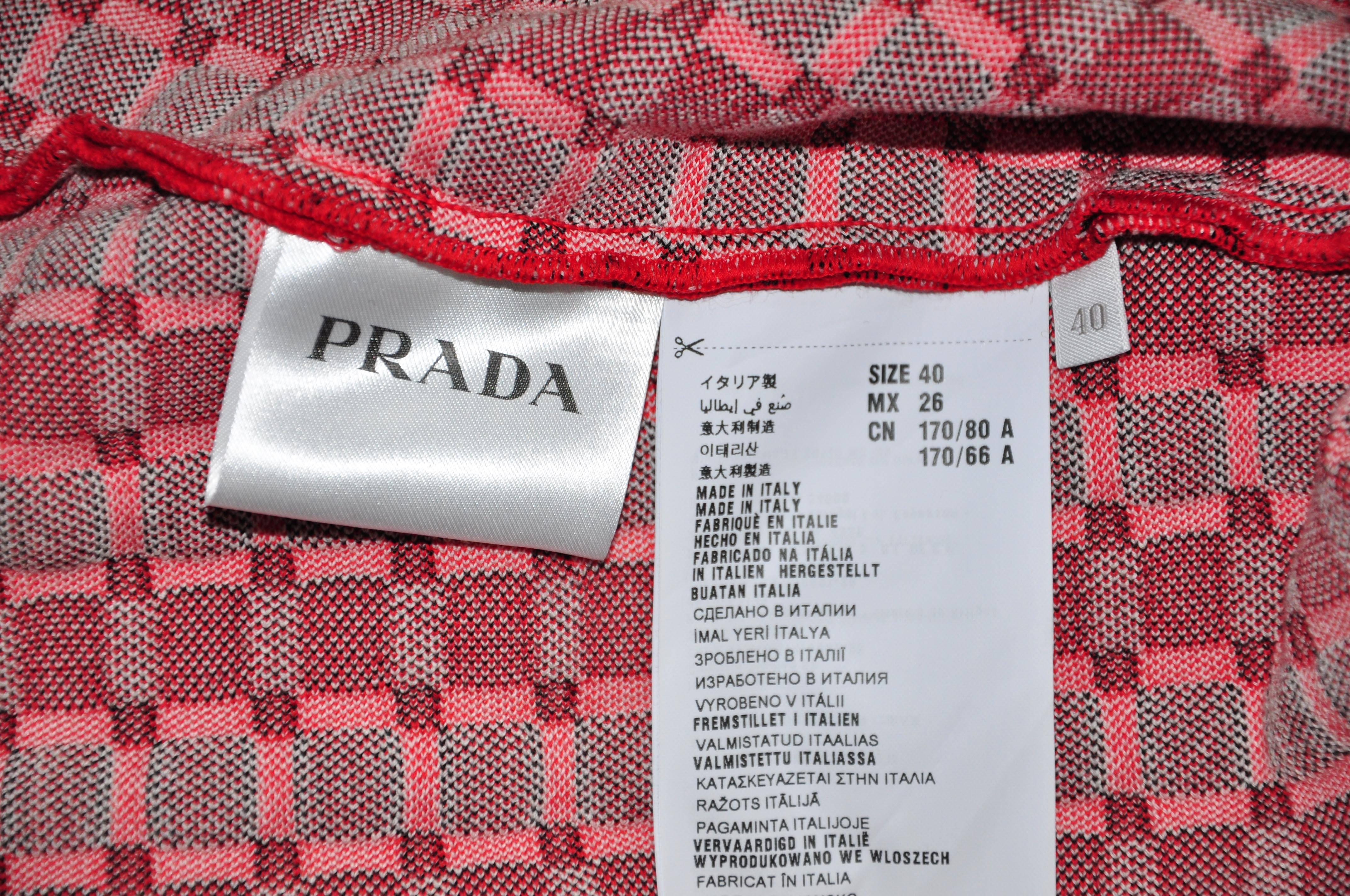 Prada 2015 S/S Multi-color Slip-on Checked Knit Dress For Sale 1