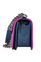 Chanel 2016 Airline Collection Navy Fabric Boy Medium Bag New