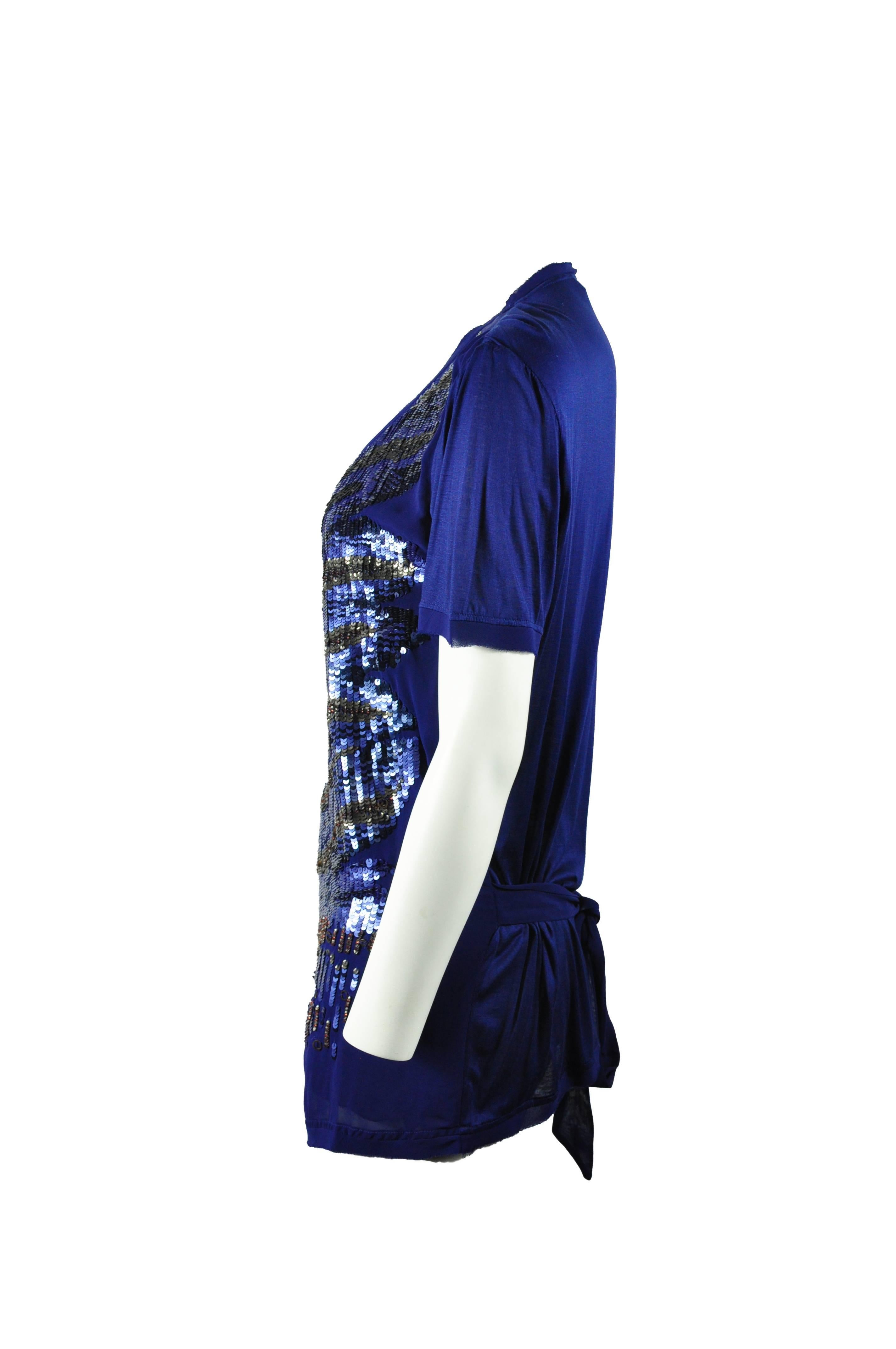 Women's Roberto Sapphire Blue Embellished Top For Sale