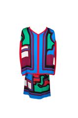 Hermes 2015 Multi-colored Print Silk Knit Top & Skirt  FR34 New