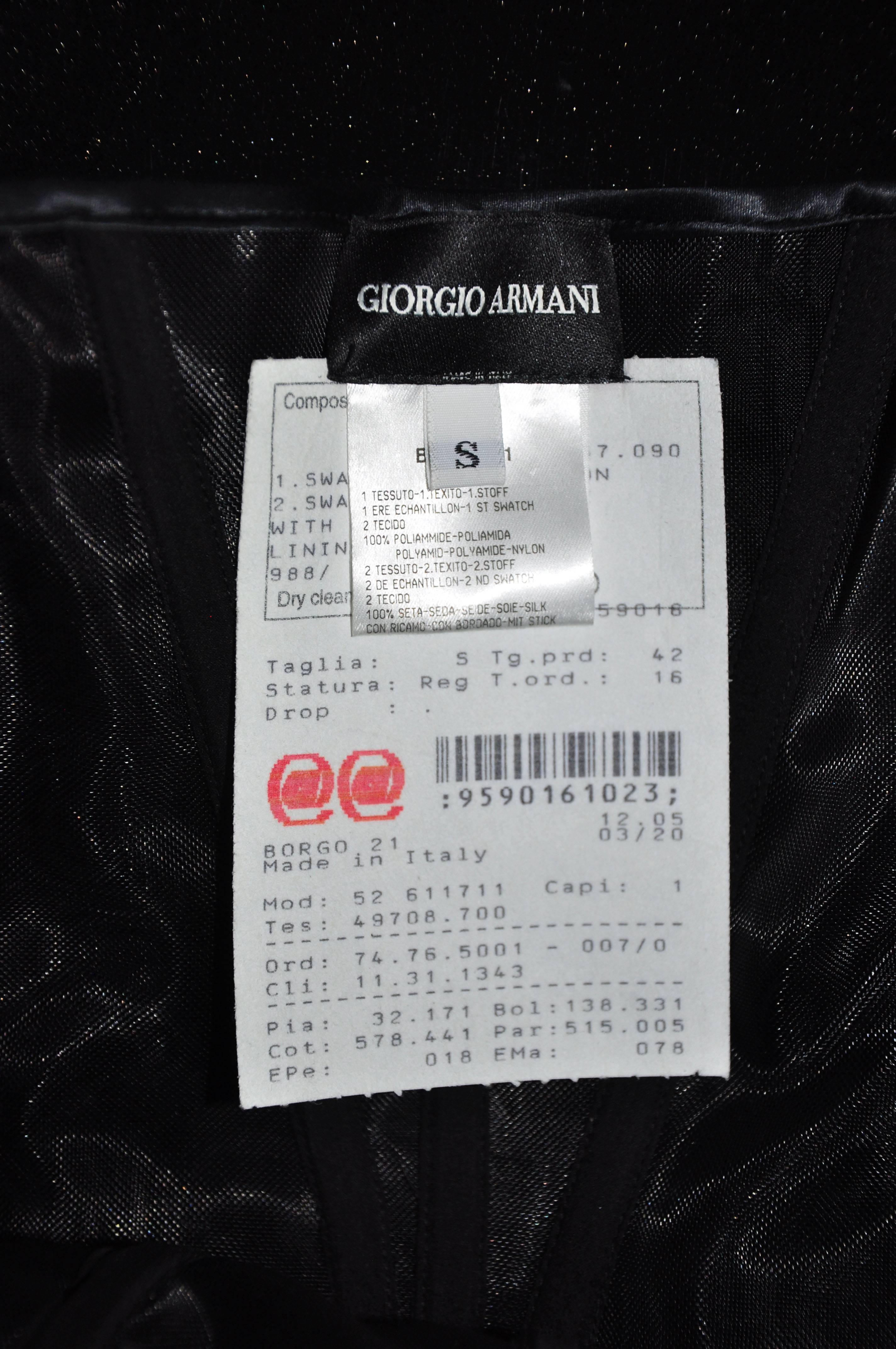 Giorgio Armani Fit & Flare Sequin Appliques Black Mini Evening Dress For Sale 1