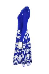 Chanel 2016 Airport Runway Collection Blue & White Print Knit Dress FR38 New