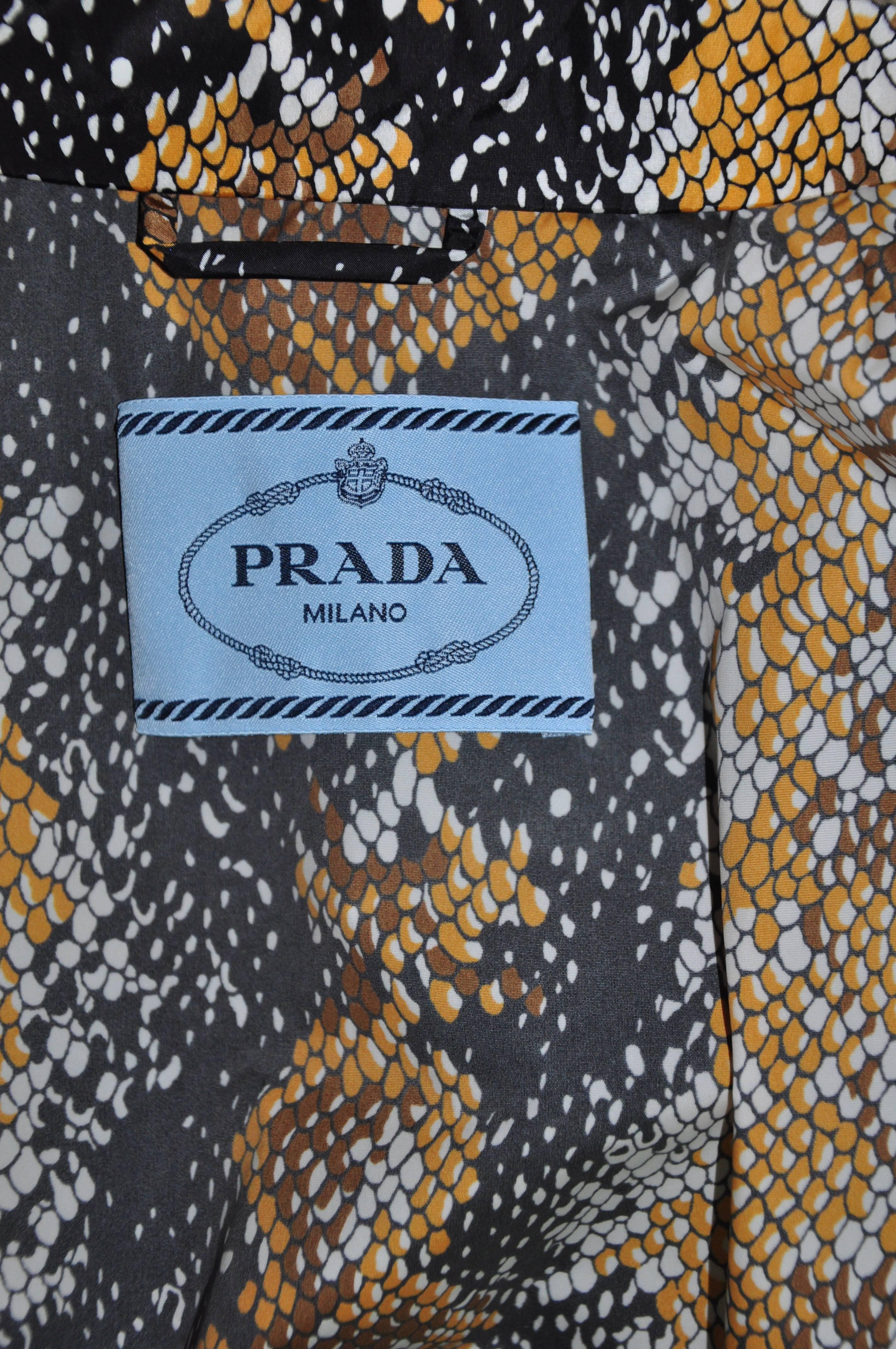 Women's Prada 2016 Spring/Summer  Python Print Double-breasted Rain Coat  For Sale
