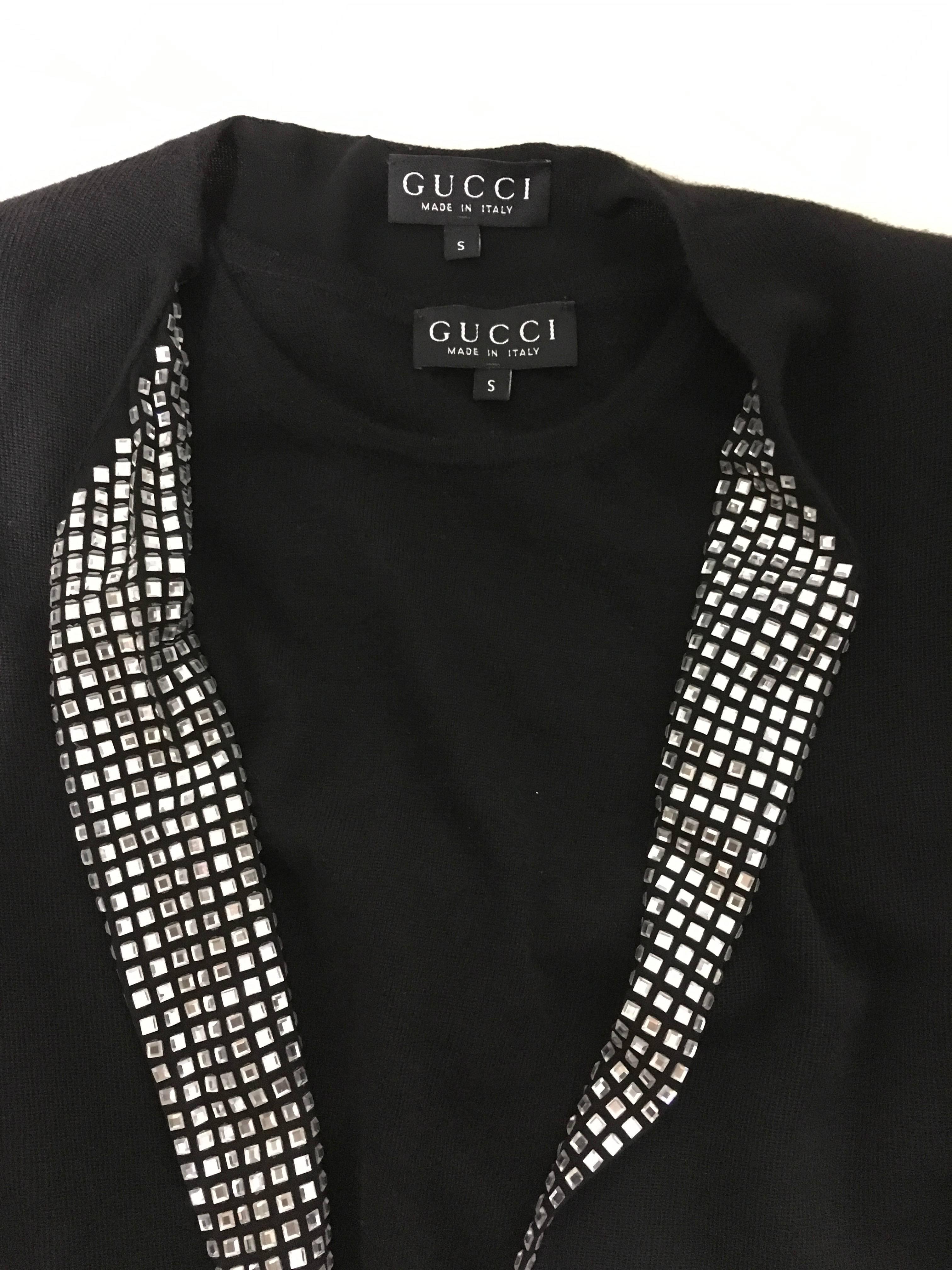 Gucci by Tom Ford Black Cashmere With Rhinestone Twin Set For Sale 1