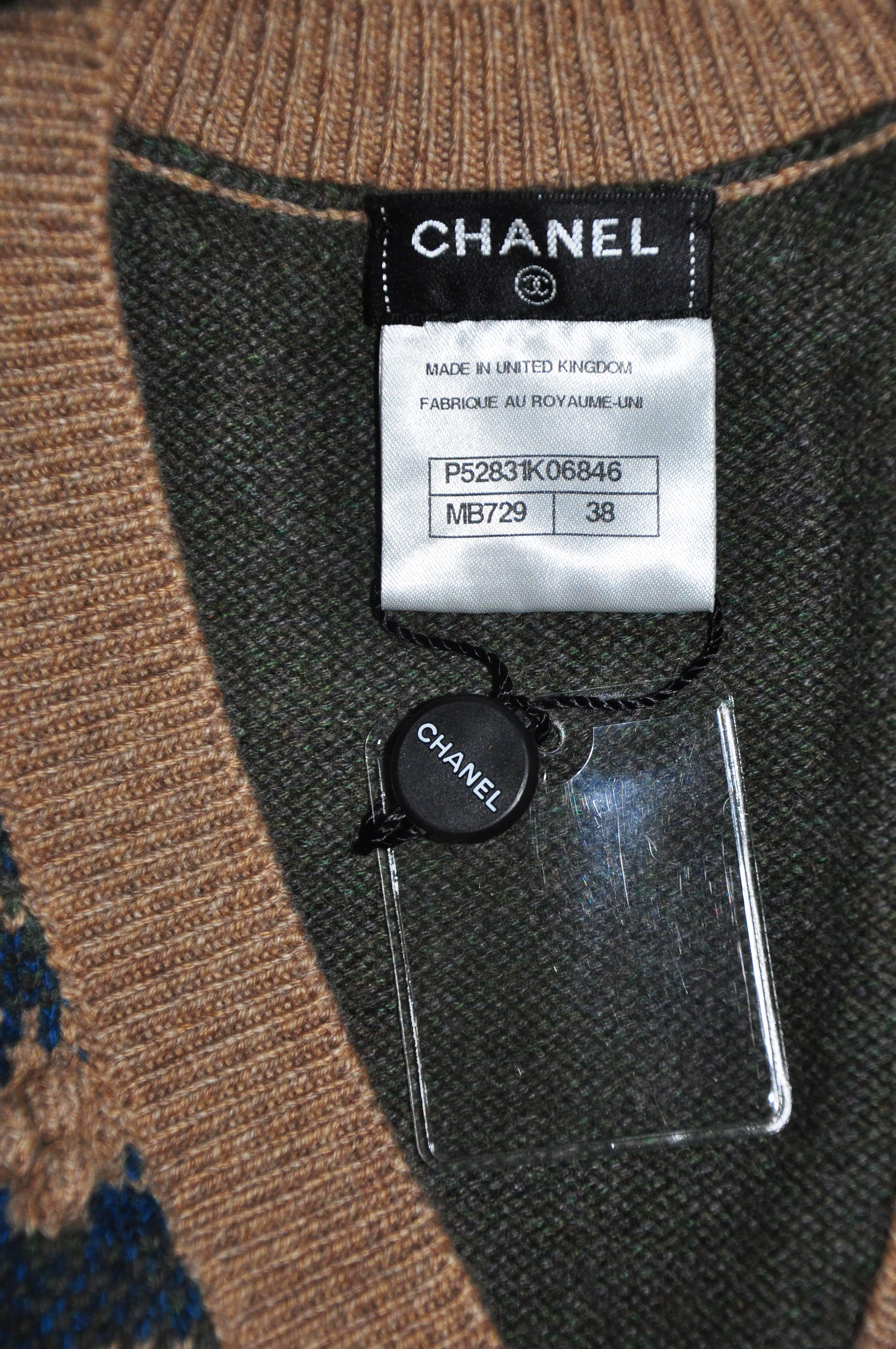 Women's Chanel 2015 F/W Runway Multi-color Cashmere Knit Vest FR38 New