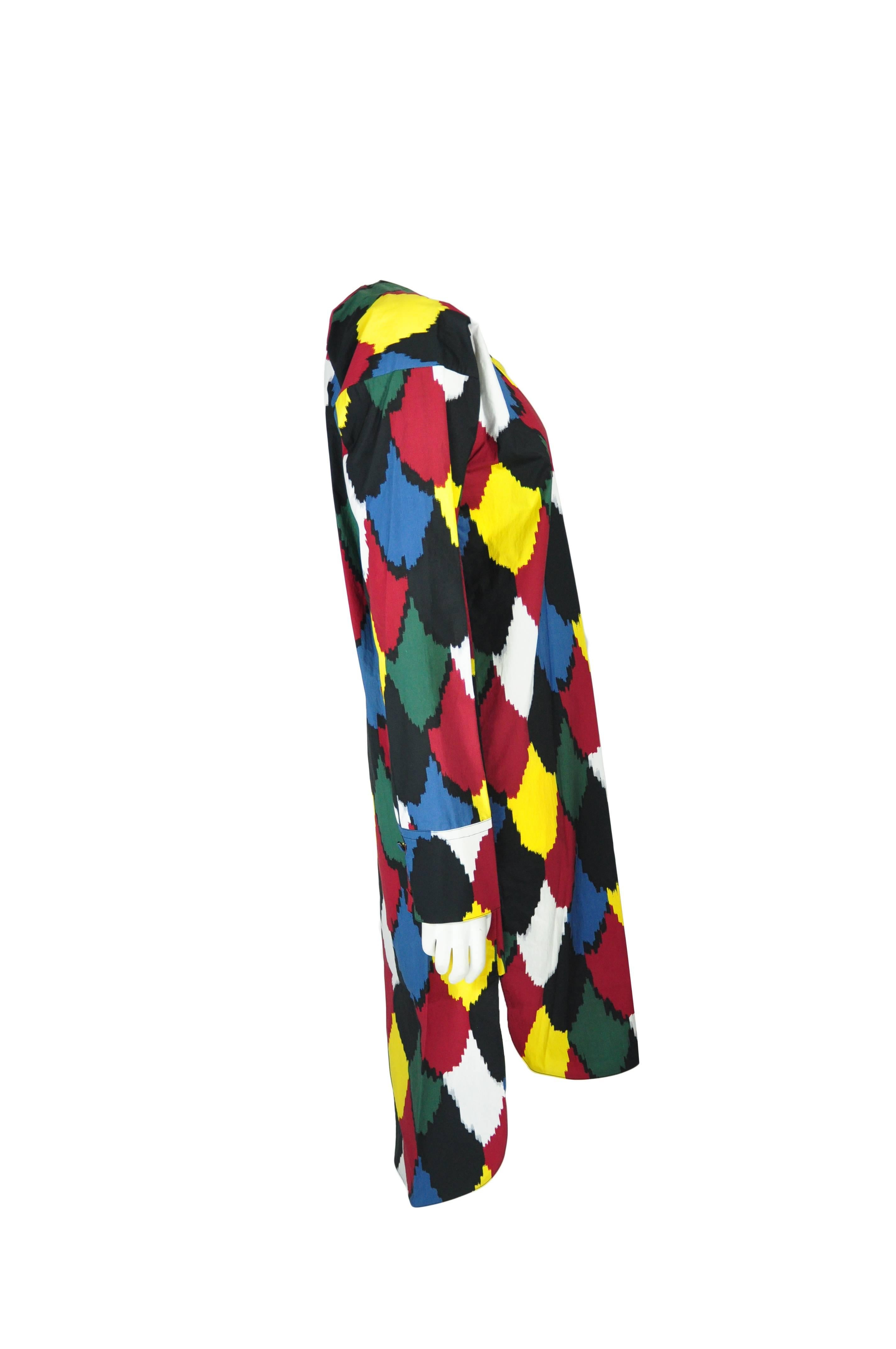 Black Marni Multi-color Printed Long Sleeves Slip-on Cotton Dress New