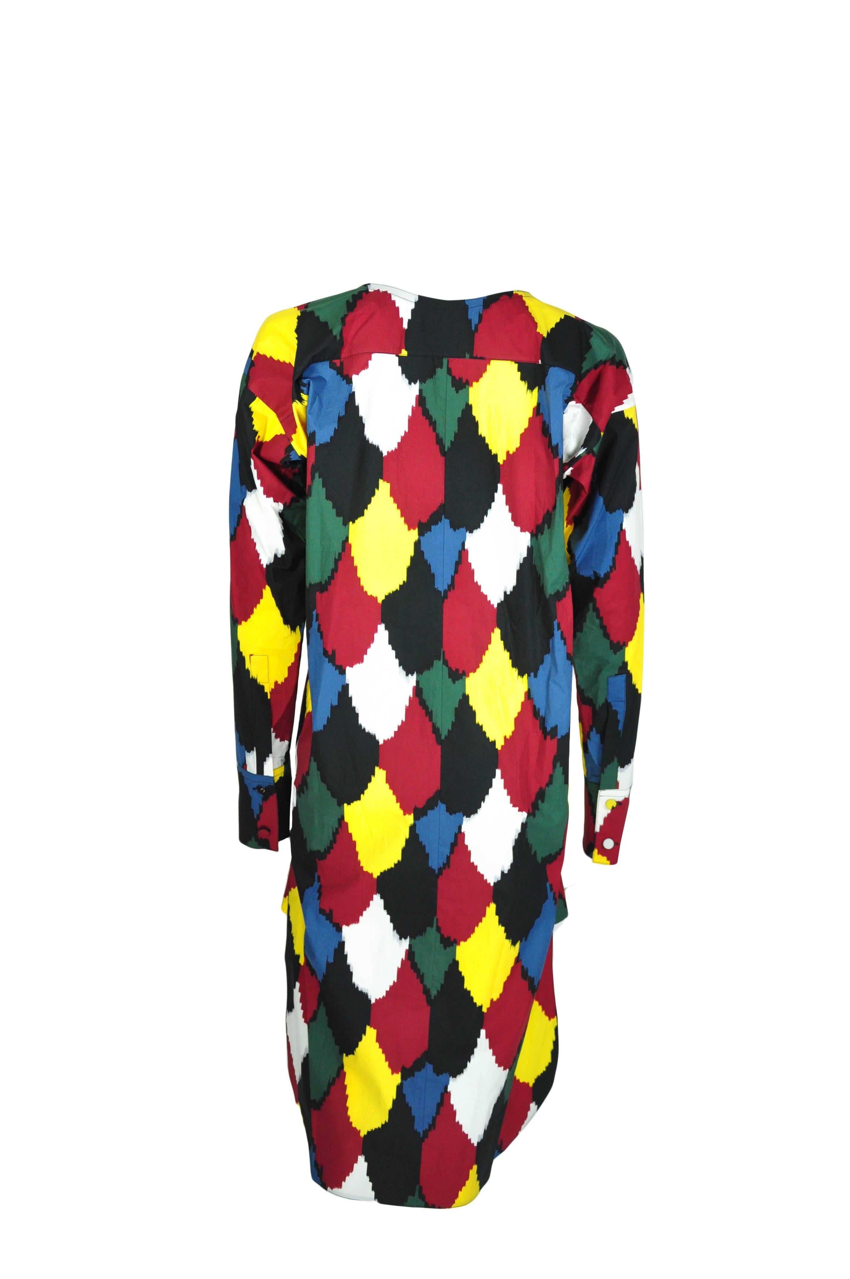 Marni Multi-color Printed Long Sleeves Slip-on Cotton Dress New In New Condition In Hong Kong, Hong Kong