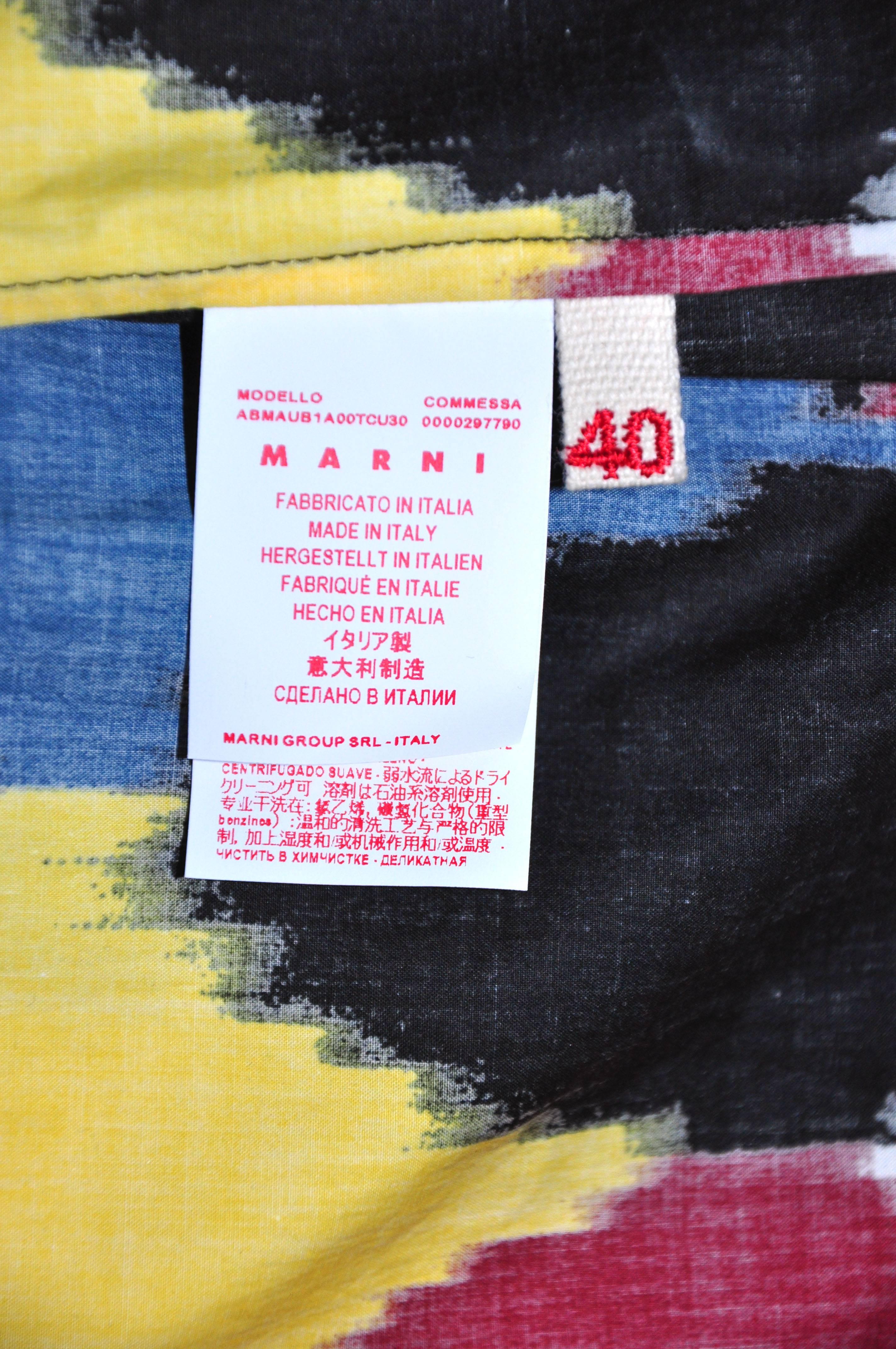 Marni Multi-color Printed Long Sleeves Slip-on Cotton Dress New 3