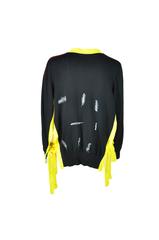 Christopher Kane Black & Yellow with Hand Embroidery Cotton Knit Cardigan