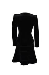Giorgio Armani Classic Black Velvet Cocktail Skirt Suit