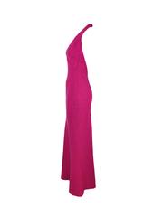 Christian Dior Halter Low Back Fuchsia Tweed Maxi Dress