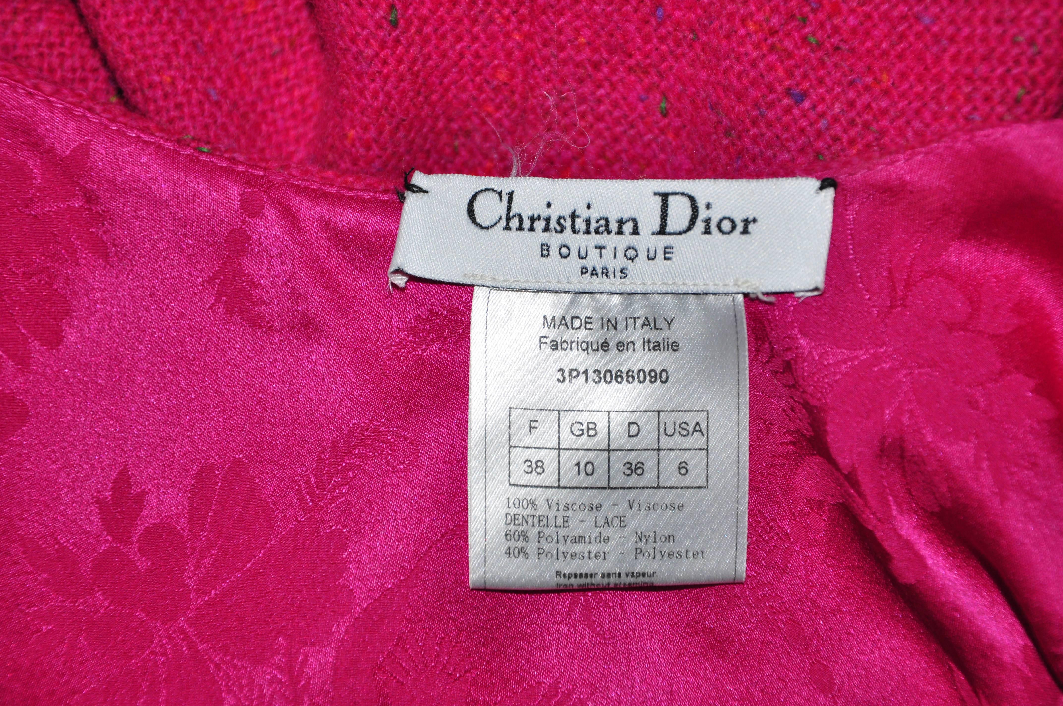 Women's Christian Dior Halter Low Back Fuchsia Tweed Maxi Dress For Sale