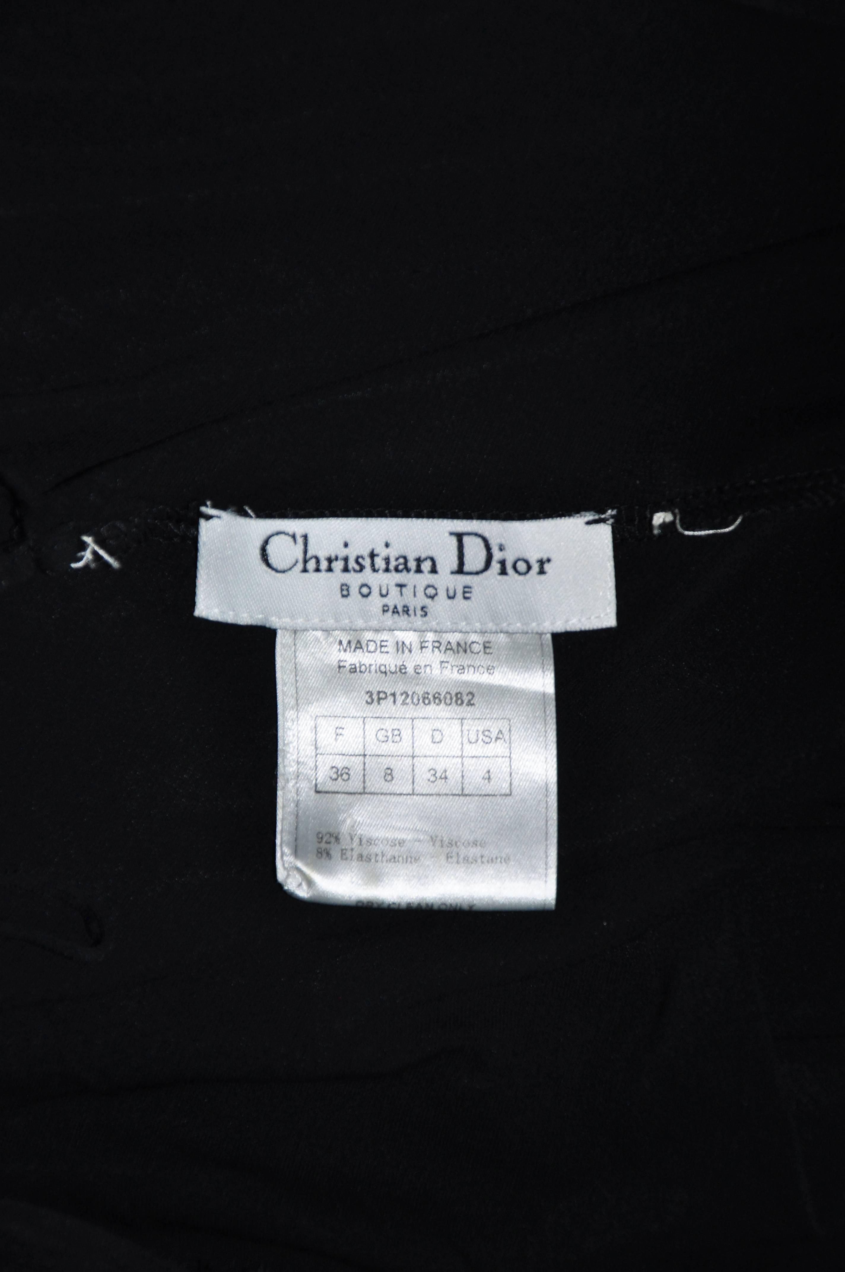 Women's Christian Dior Black Jersey Halter V-neckline Dress For Sale