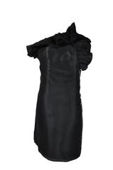 Gucci by Tom Ford Black Ruffle with Crystals Low Back Silk Mini Dress