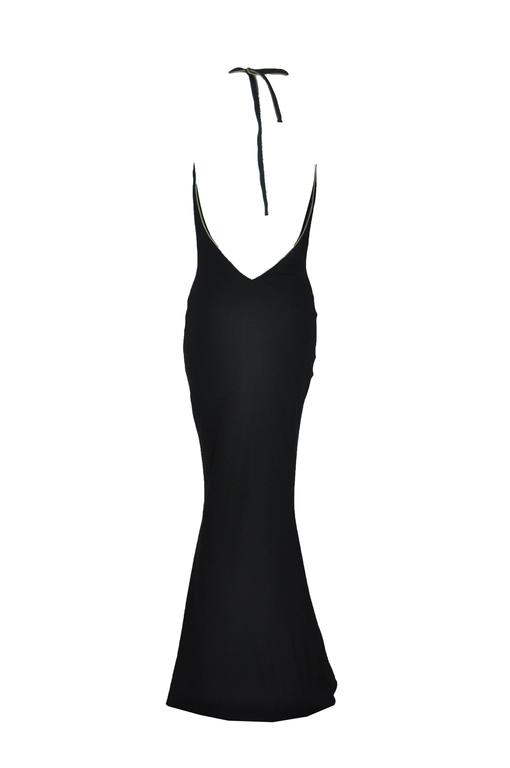 John Galliano Low Back Halter Black Evening Dress For Sale at 1stDibs