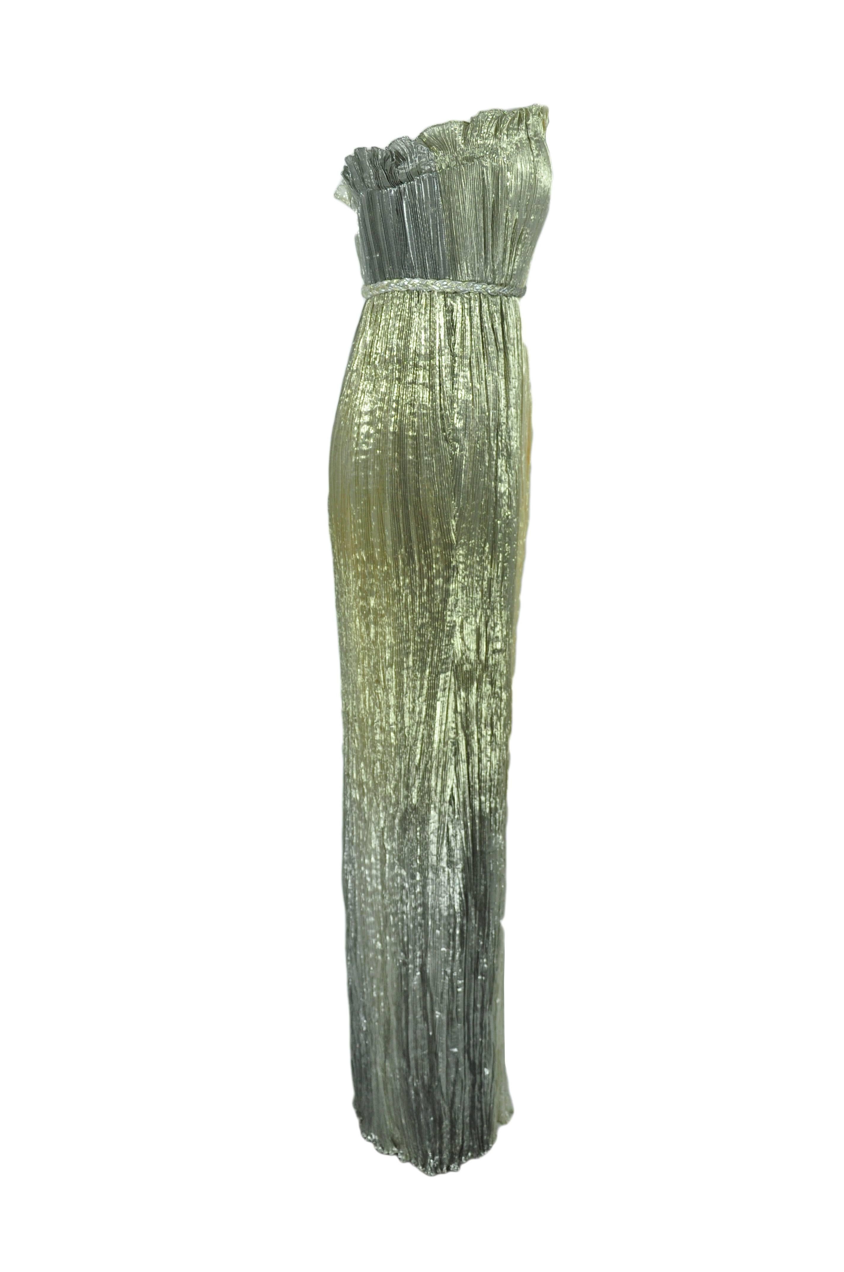 oscar de la renta silver gown