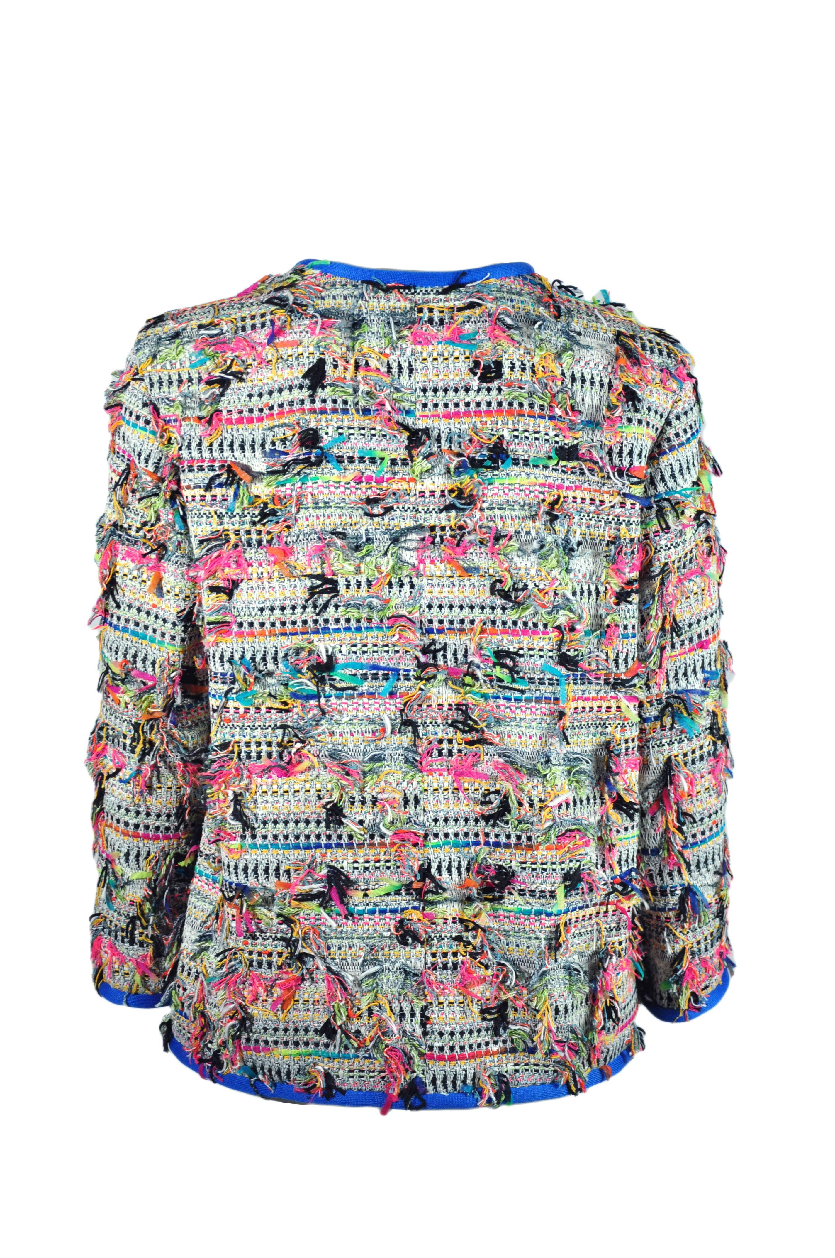Gray Chanel Runway Multicolor Cotton Tweed Jacket, Spring / Summer 2017    For Sale