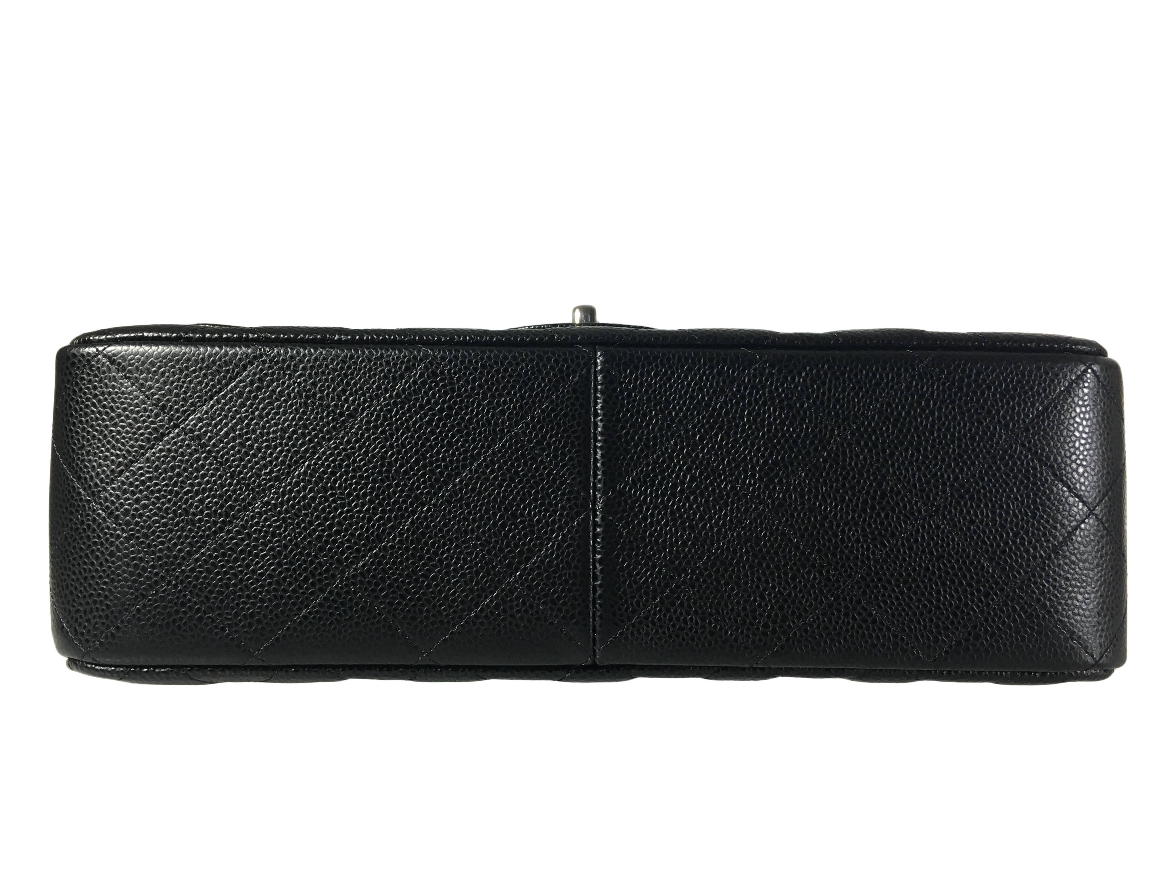 Chanel Black Caviar Leather Classic Jumbo Double Flap Bag 3