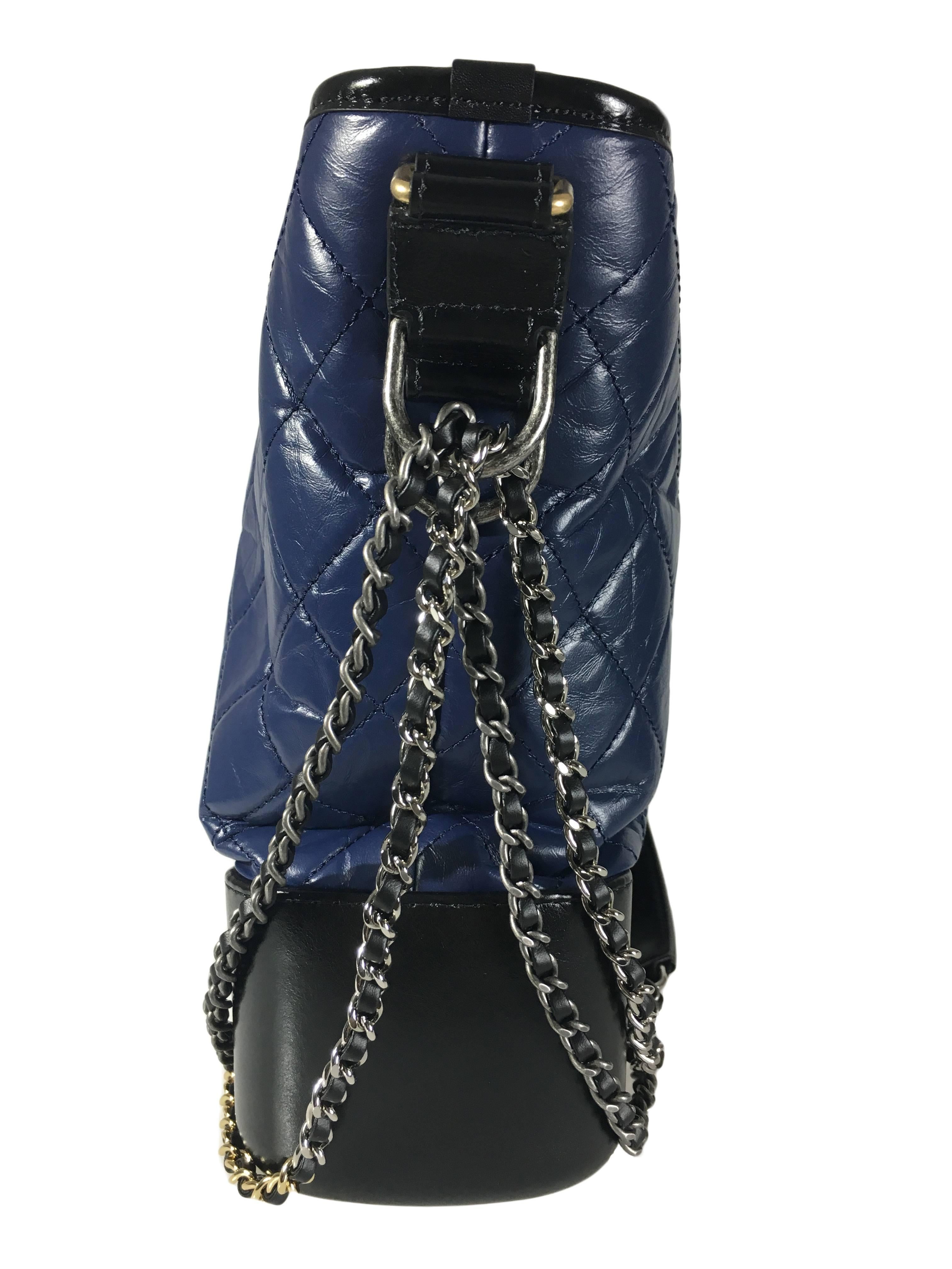 Chanel Black/Navy Gabrielle Large Hobo Bag New In New Condition For Sale In Hong Kong, Hong Kong