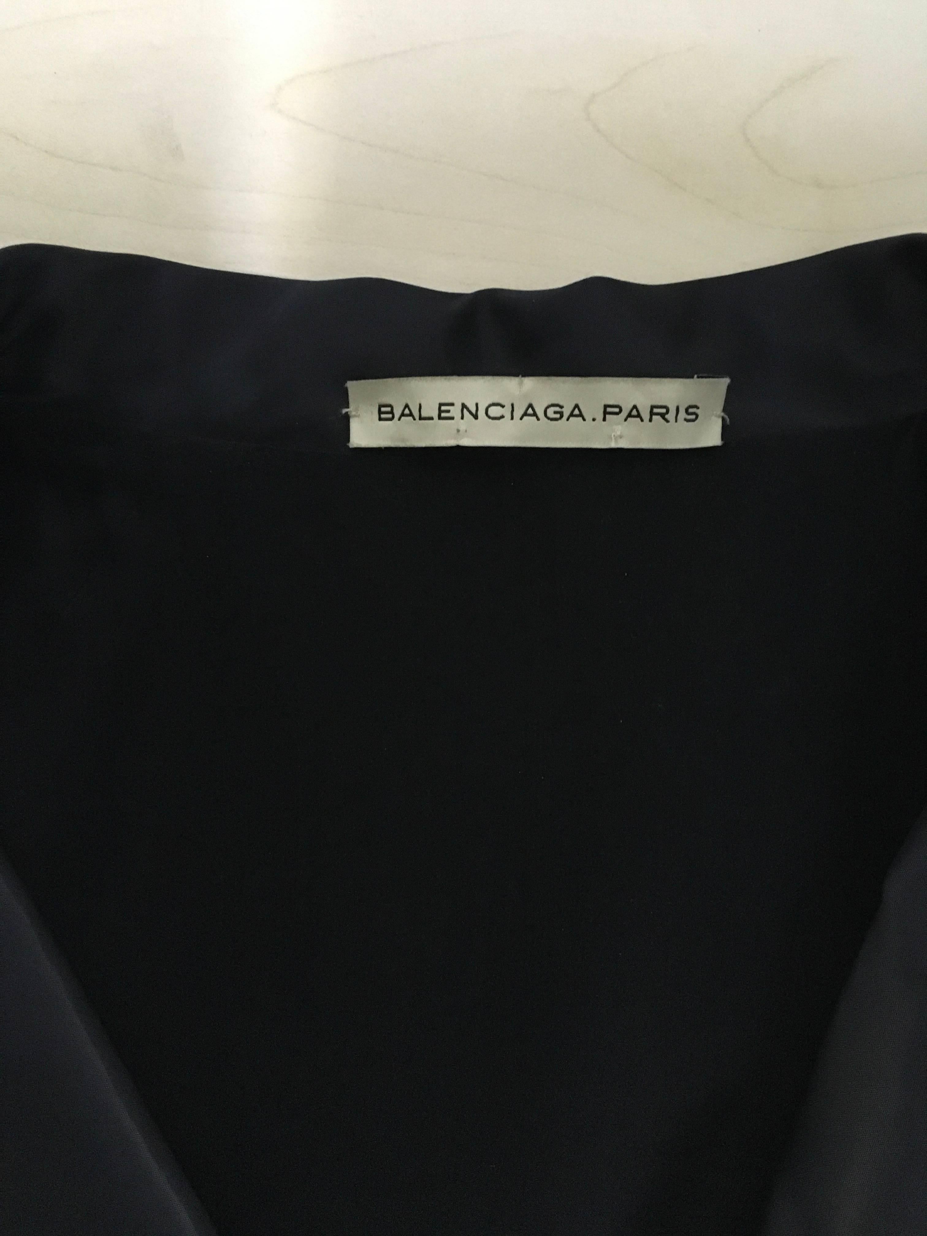 Balenciaga by Nicolas Ghesquiere Glossy Double Breasted Black Cocktail Coat For Sale 1