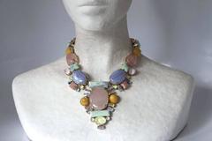 Philippe Ferrandis Pastel Glass and Swarovski Statement Necklace