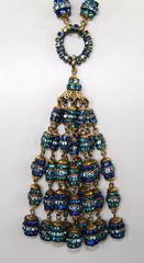 Francoise Montague Long Blue Crystal Tassel Necklace