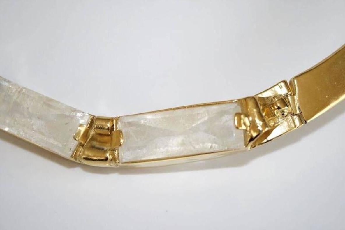Women's Goossens Paris Rock Crystal and Yellow Gold Torque Necklace