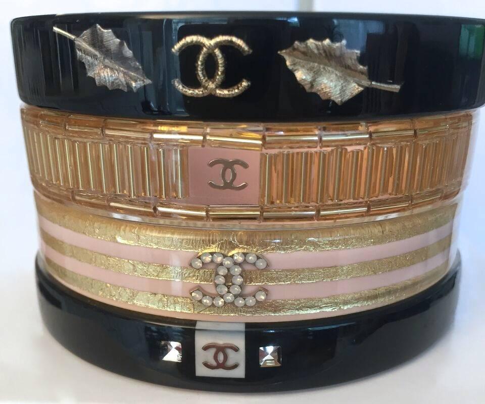 Women's Chanel Gold Resin Logo Bangle Bracelet