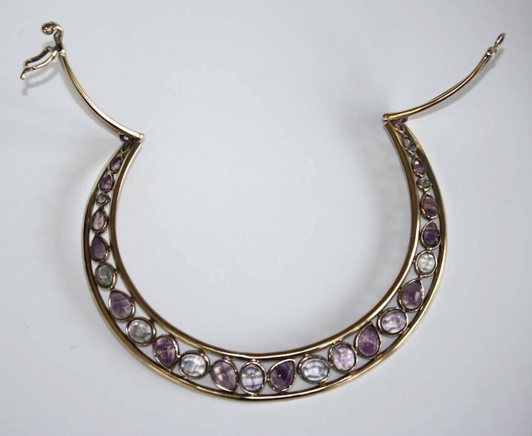 Women's Goossens Paris Fluorine and Grey Gold Collar Necklace