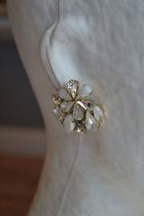 Philippe Ferrandis Glass & Swarovski Crystal Floral Motif Round Clip Earrings