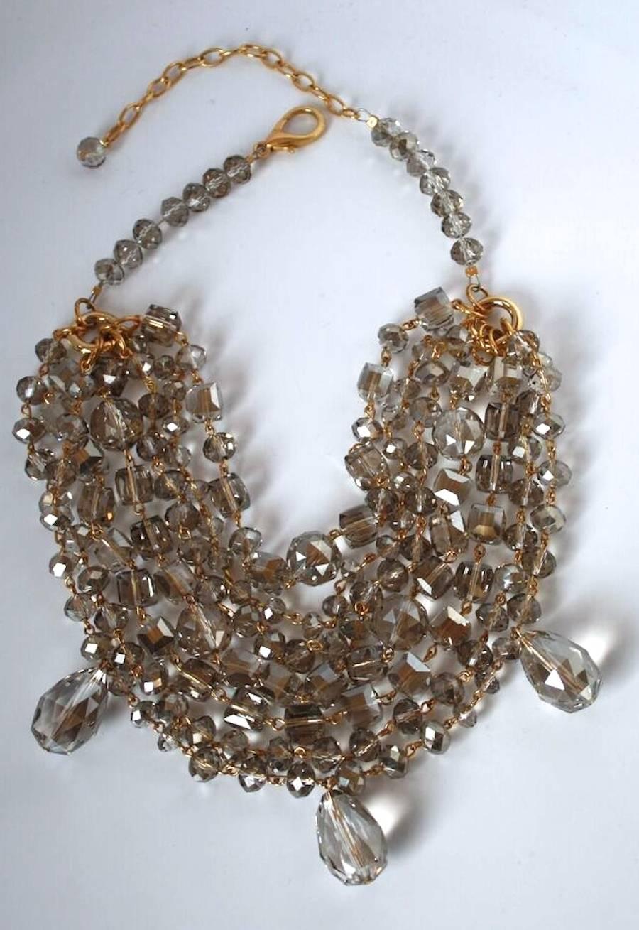 Francoise Montague champagne glass bead seven strand necklace with drops.

17