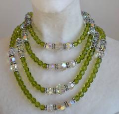 Francoise Montague Four Row Green Glass Necklace