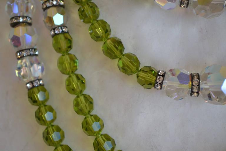 Francoise Montague Four Row Green Glass Necklace In New Condition For Sale In Virginia Beach, VA