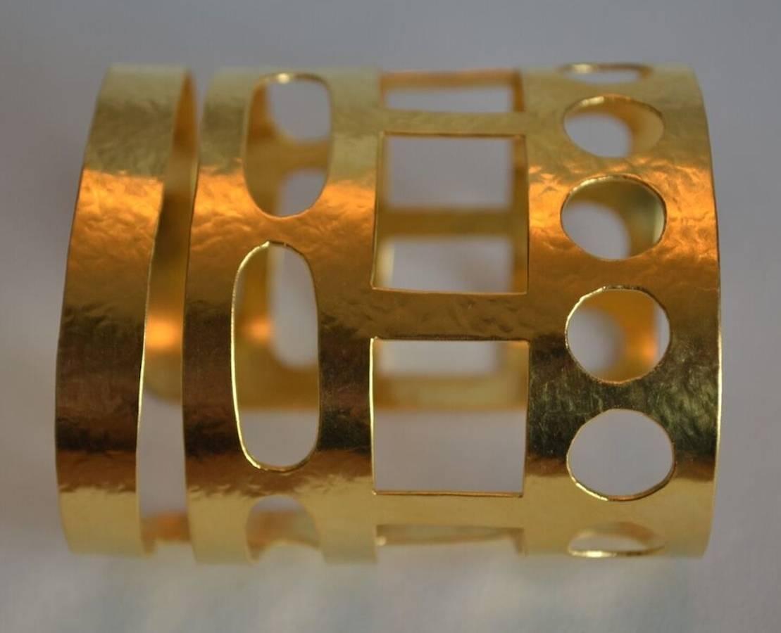 Herve van der Straeten Cutout Geometric Gilded Brass Cuff In New Condition In Virginia Beach, VA