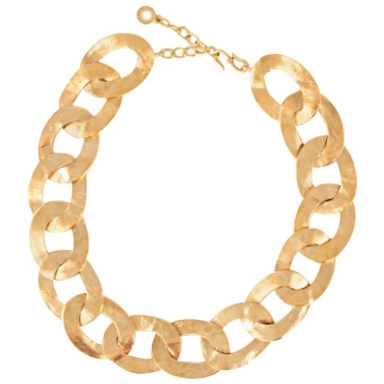 Goossens Paris Hammered Gold Link Necklace