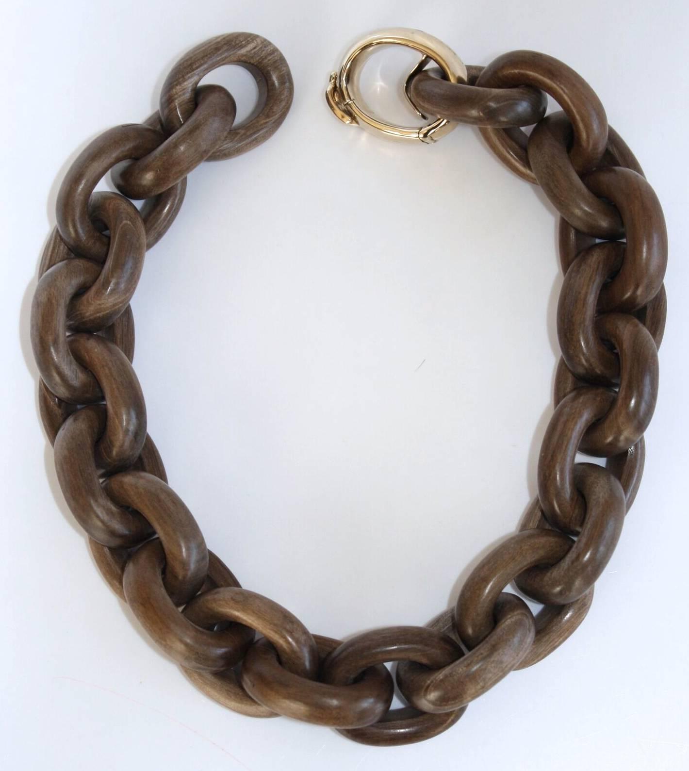 Goossens Paris Wood Link Necklace with Bronze Clasp. 

20