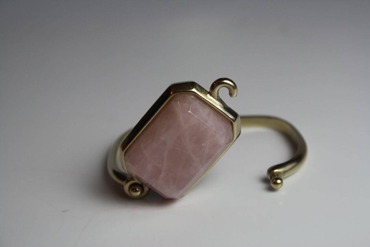 Modern Goossens Paris Pink Quartz and Pale Gold Stones Bracelet