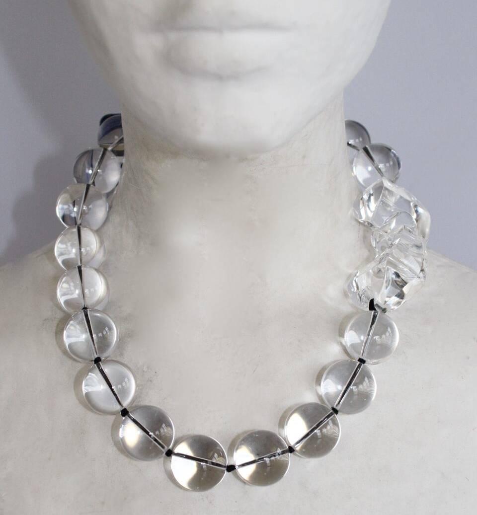 Lucite bead necklace strung with Japanese silk from Patricia von Musulin.
