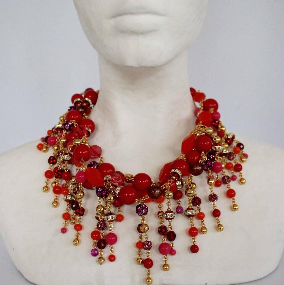 Glass beads are twisted and strung together along with Swarovski crystals in this fabulous necklace from French designer Francoise Montague.

17