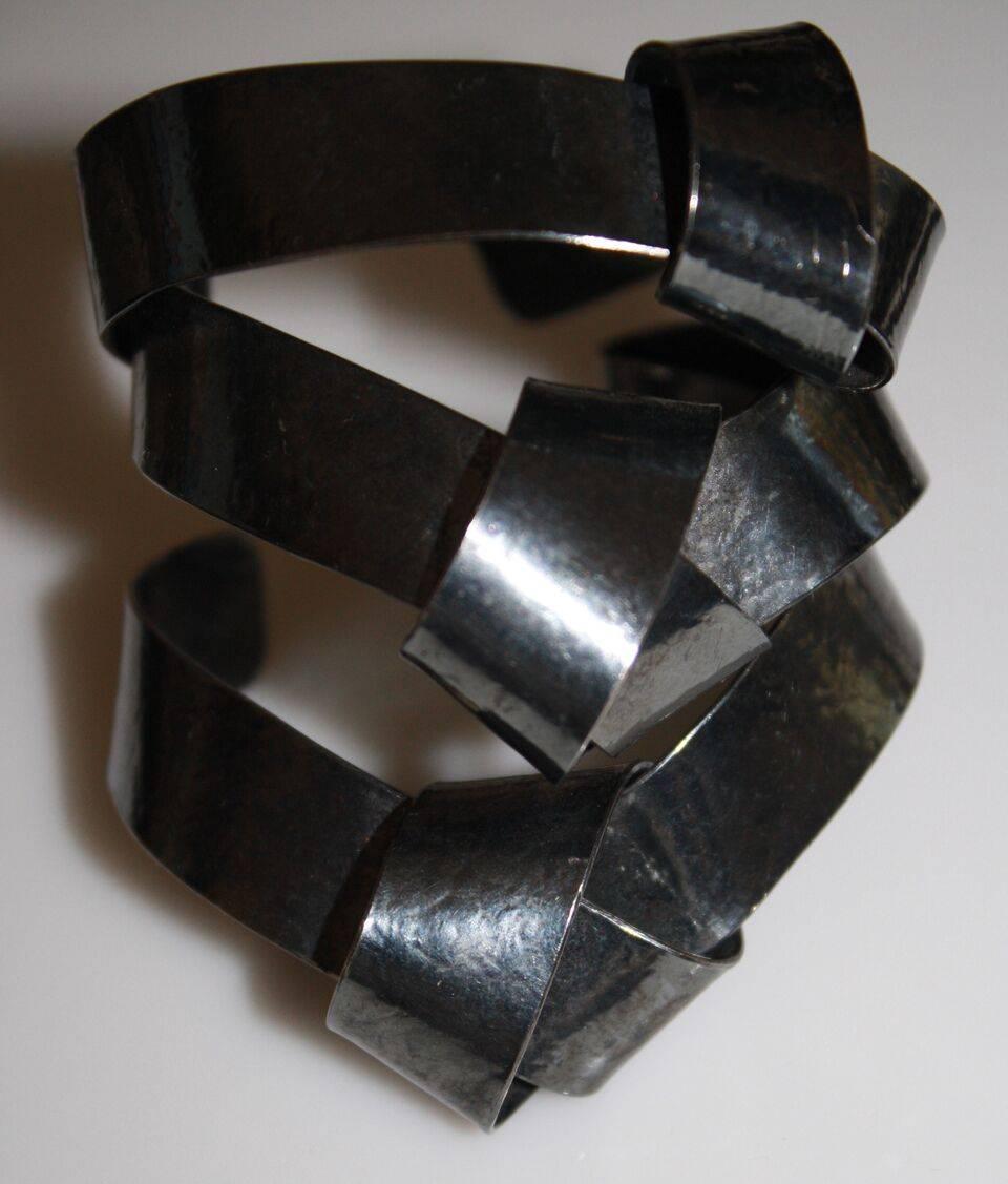 Women's Rare Herve van der Straeten Dark Metal Triple Knot Cuff Bracelet