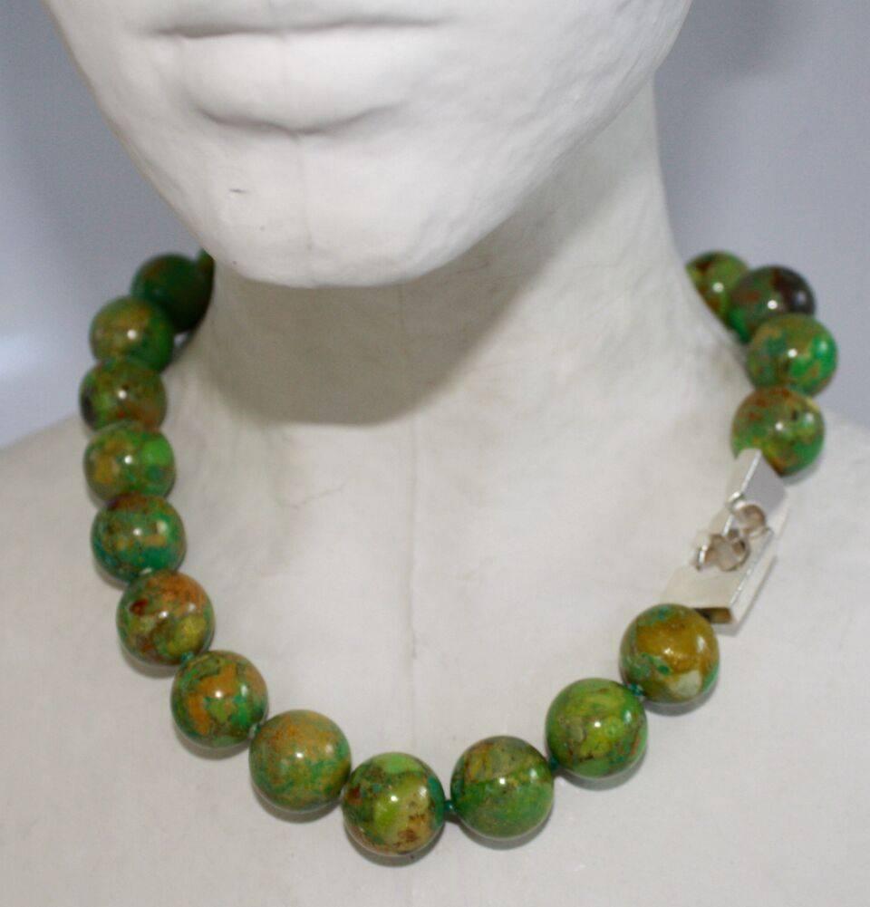 Women's Patricia von Musulin Green Turquoise Bead Necklace with Sterling Silver Clasp