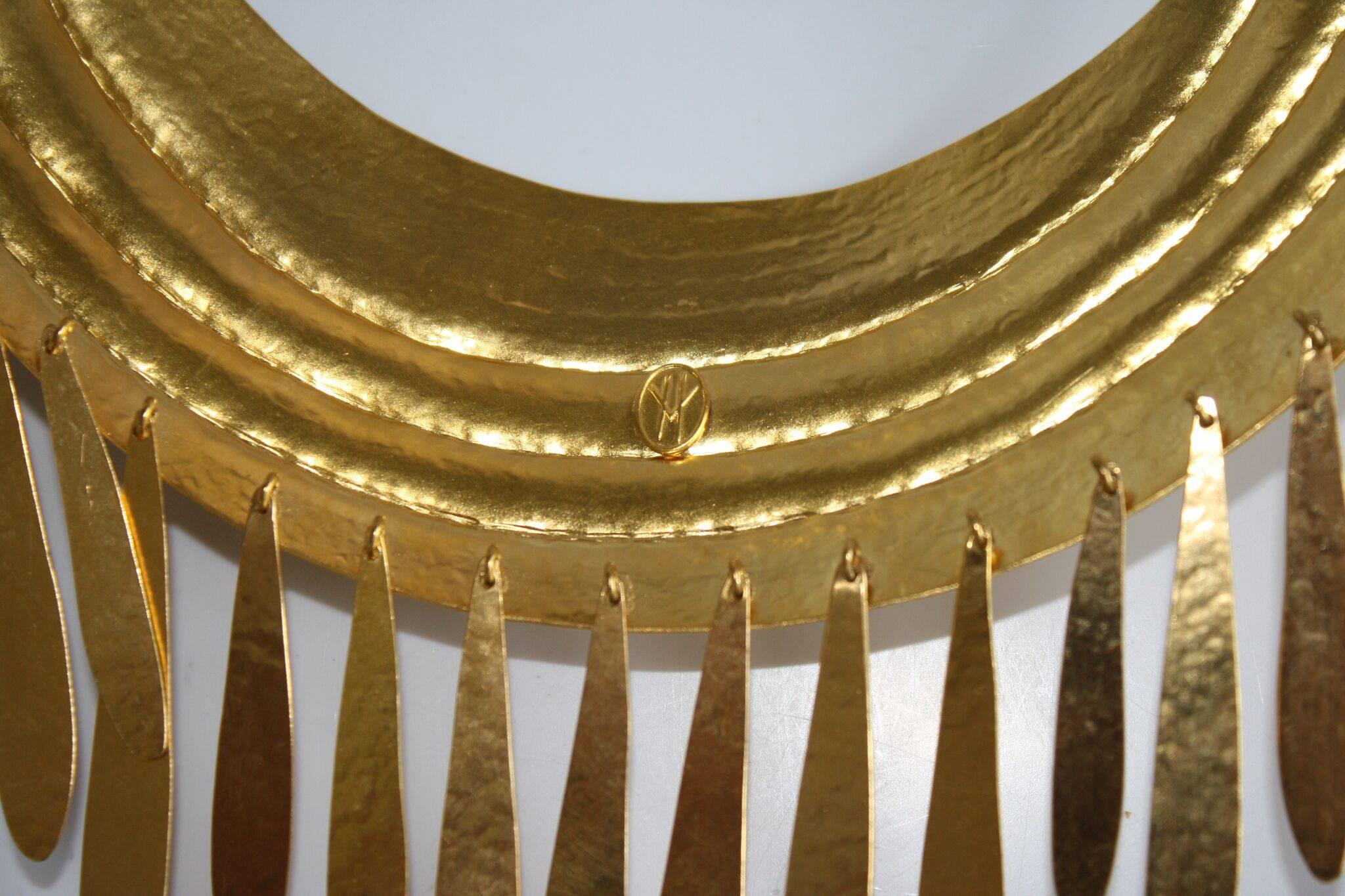 Modern Herve van der Straeten Gilded Brass Torque Fringe Necklace